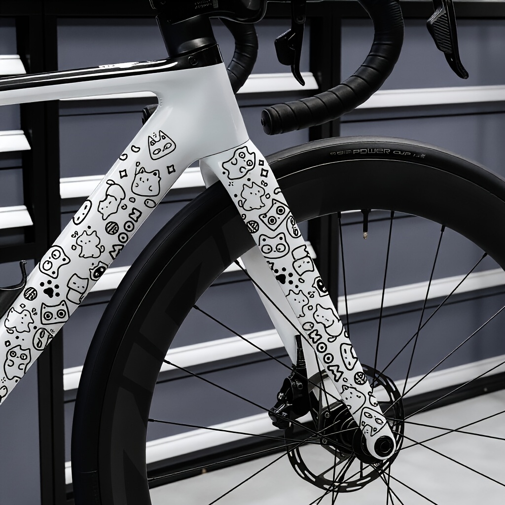 Black White Cat Doodle Bike Fr - Mountain Biking Cartoon ulasan dan harga