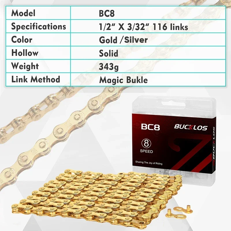 BUCKLOS 8 Speed Bicycle Chain  - Mountain Biking Bc ulasan dan harga